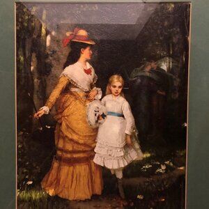 Vintage Gellman lithography print on board "Path in Forest" by Niczky framed